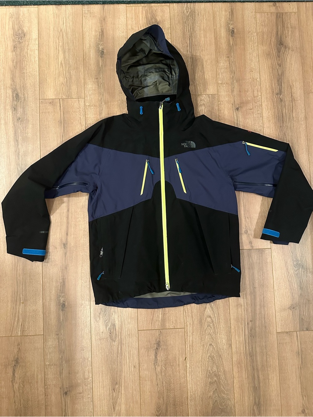 The North Face Men's Black & Navy Ski Shell with Lime Zipper Accents